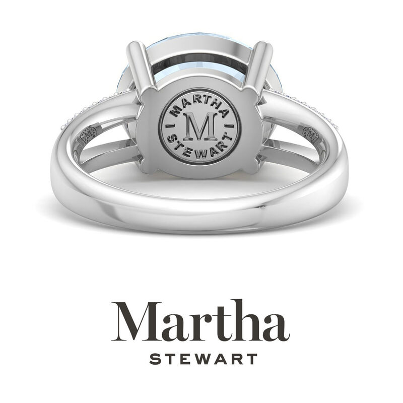 Martha Stewart 4 1/2ctw. Oval Aquamarine & Lab Grown Diamond Ring In Sterling Silver image number null